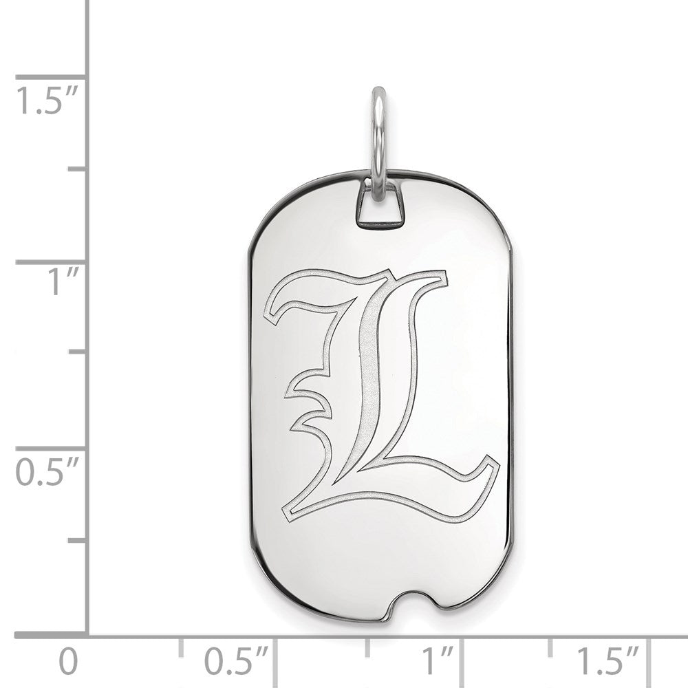 10k White Gold LogoArt University of Louisville Letter L Small Dog Tag Pendant