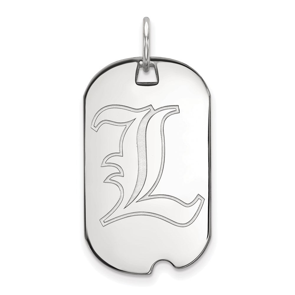 14k White Gold LogoArt University of Louisville Letter L Small Dog Tag Pendant