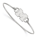 Sterling Silver Rhodium-plated LogoArt University of Michigan Letter M Small Center 7 inch Wire Bangle