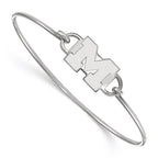 Sterling Silver Rhodium-plated LogoArt University of Michigan Letter M Small Center 7 inch Wire Bangle