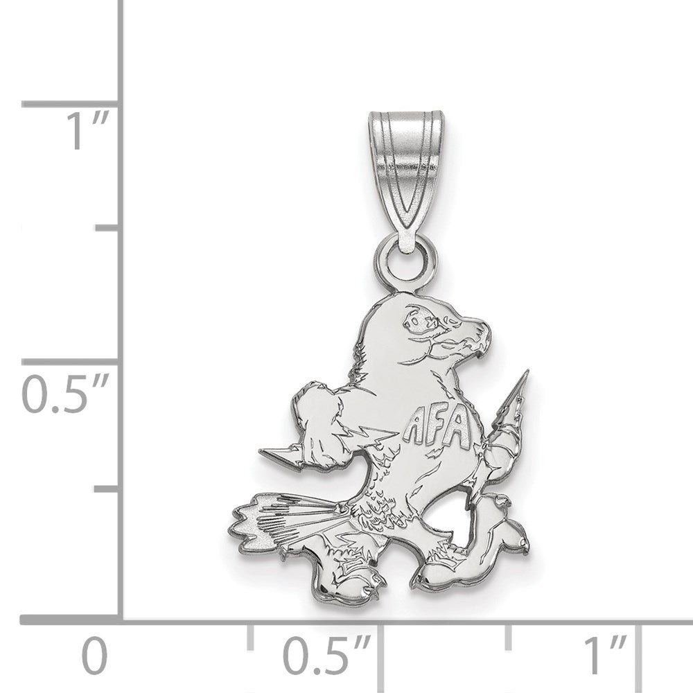 Sterling Silver Rhodium-plated LogoArt United States Air Force Academy Falcon Medium Pendant