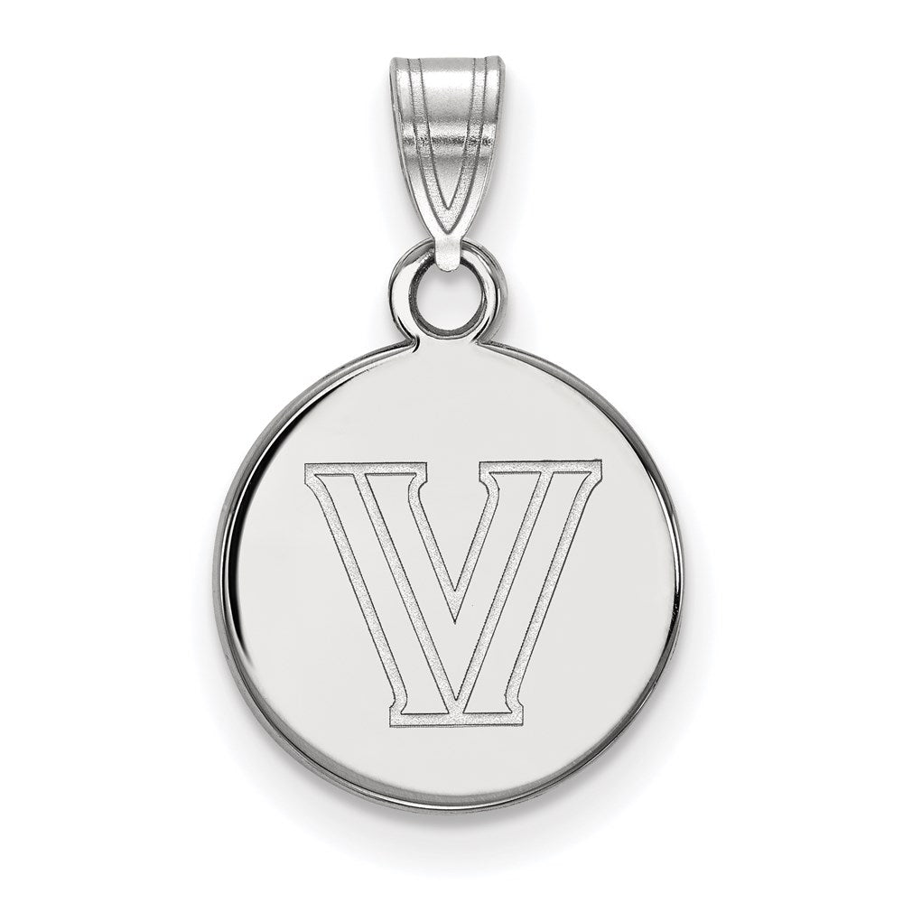 14k White Gold LogoArt Villanova University Letter V Small Disc Pendant