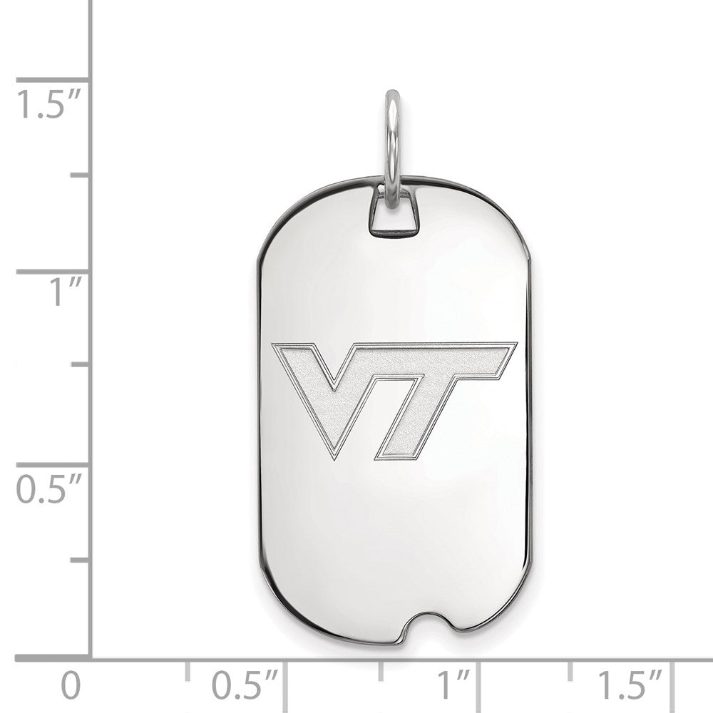 Sterling Silver Rhodium-plated LogoArt Virginia Tech V-T Small Dog Tag Pendant