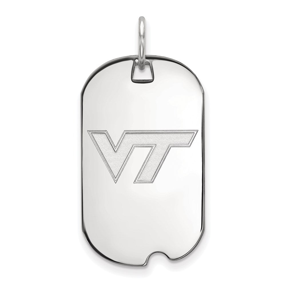 14k White Gold LogoArt Virginia Tech V-T Small Dog Tag Pendant