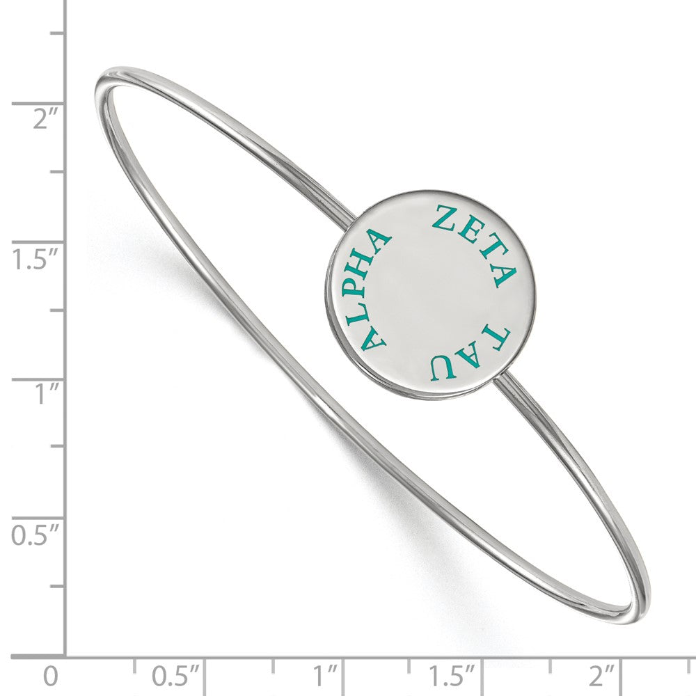 Sterling Silver Rh-plated LogoArt Zeta Tau Alpha Enameled Slip-on Bangle