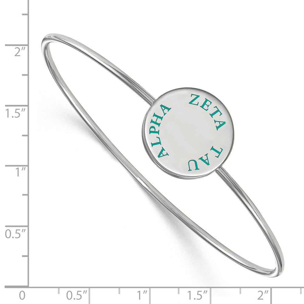 Sterling Silver Rh-plated LogoArt Zeta Tau Alpha Enameled Slip-on Bangle