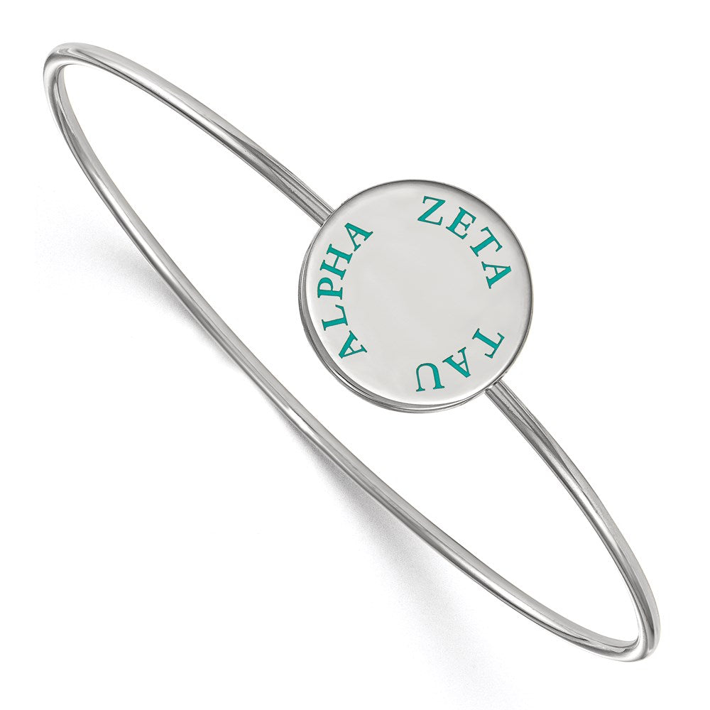 Sterling Silver Rh-plated LogoArt Zeta Tau Alpha Enameled Slip-on Bangle