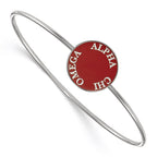 Sterling Silver Rh-plated LogoArt Alpha Chi Omega Enameled Slip-on Bangle