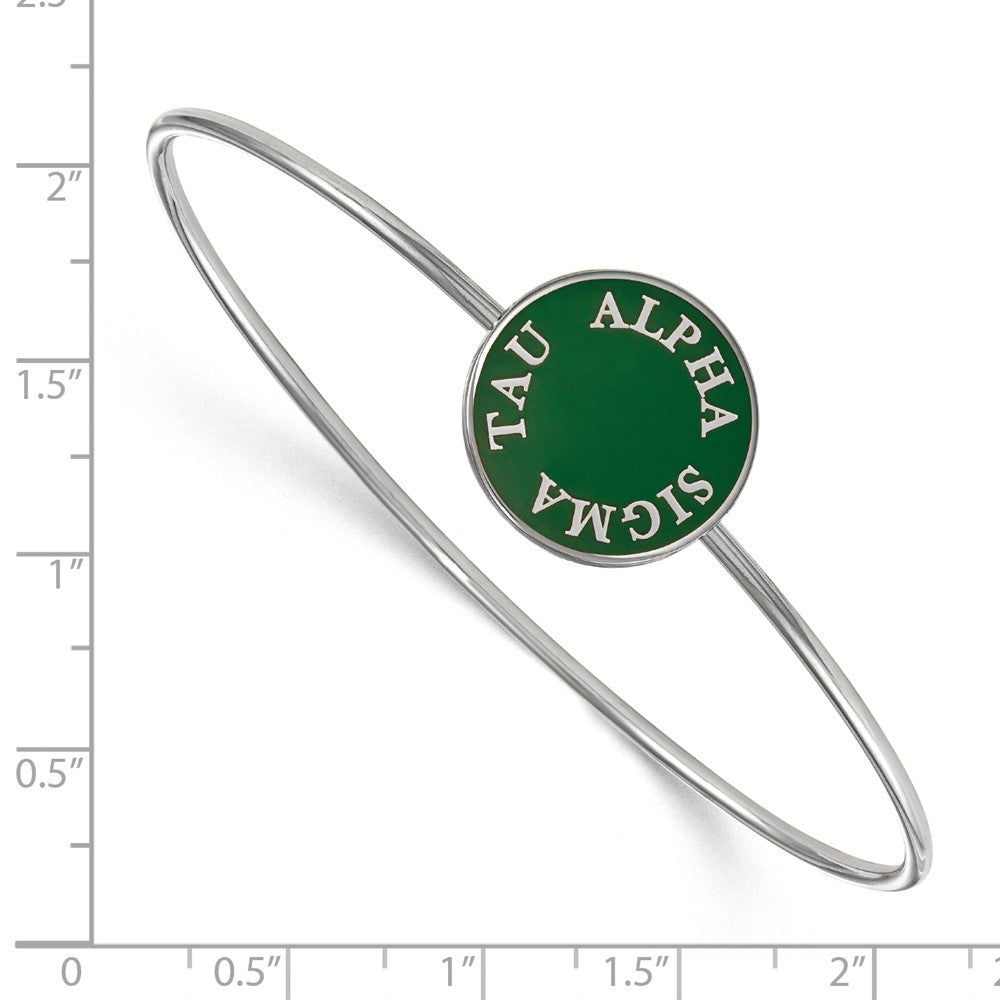 Sterling Silver Rh-plated LogoArt Alpha Sigma Tau Enameled Slip-on Bangle