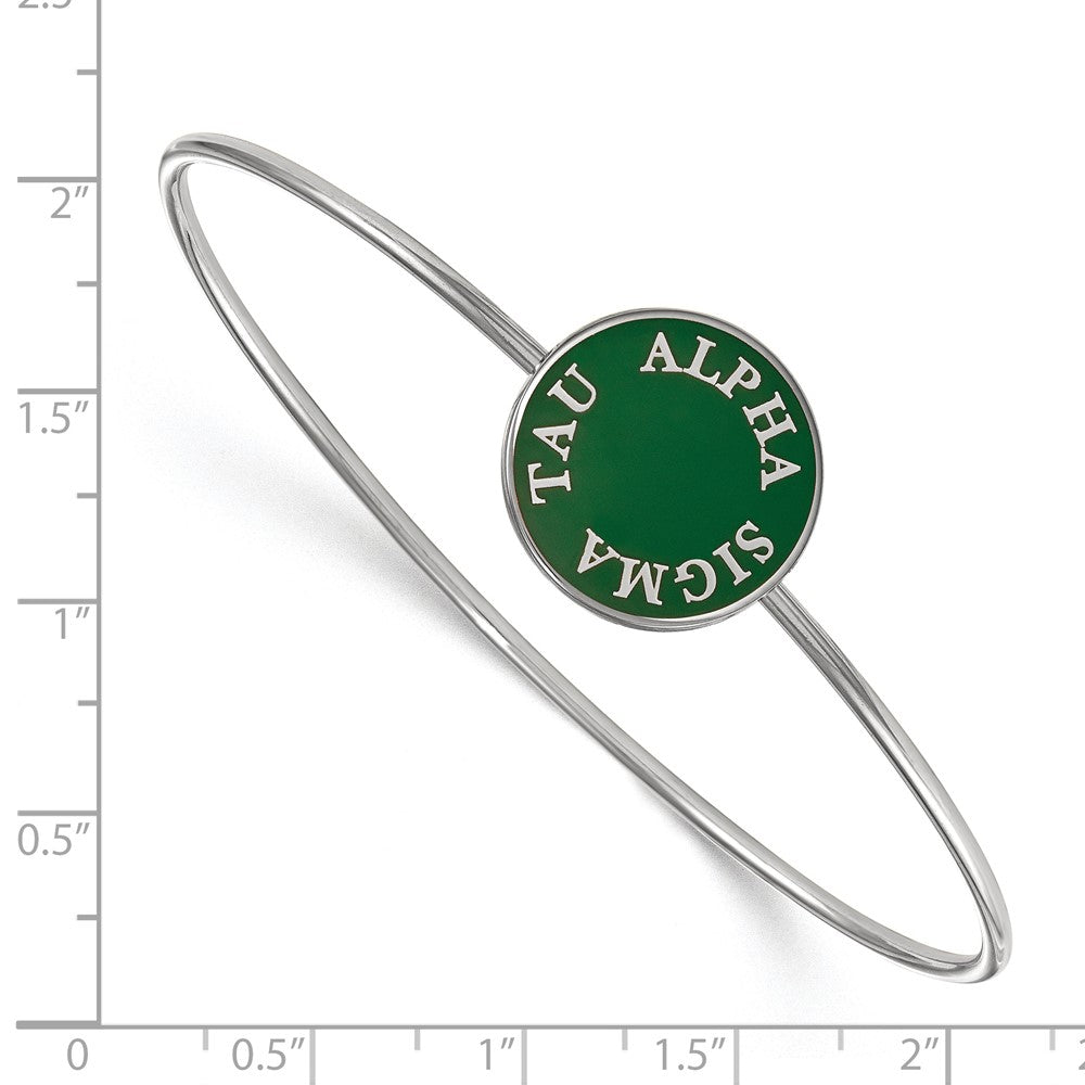 Sterling Silver Rh-plated LogoArt Alpha Sigma Tau Enameled Slip-on Bangle