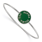 Sterling Silver Rh-plated LogoArt Alpha Sigma Tau Enameled Slip-on Bangle