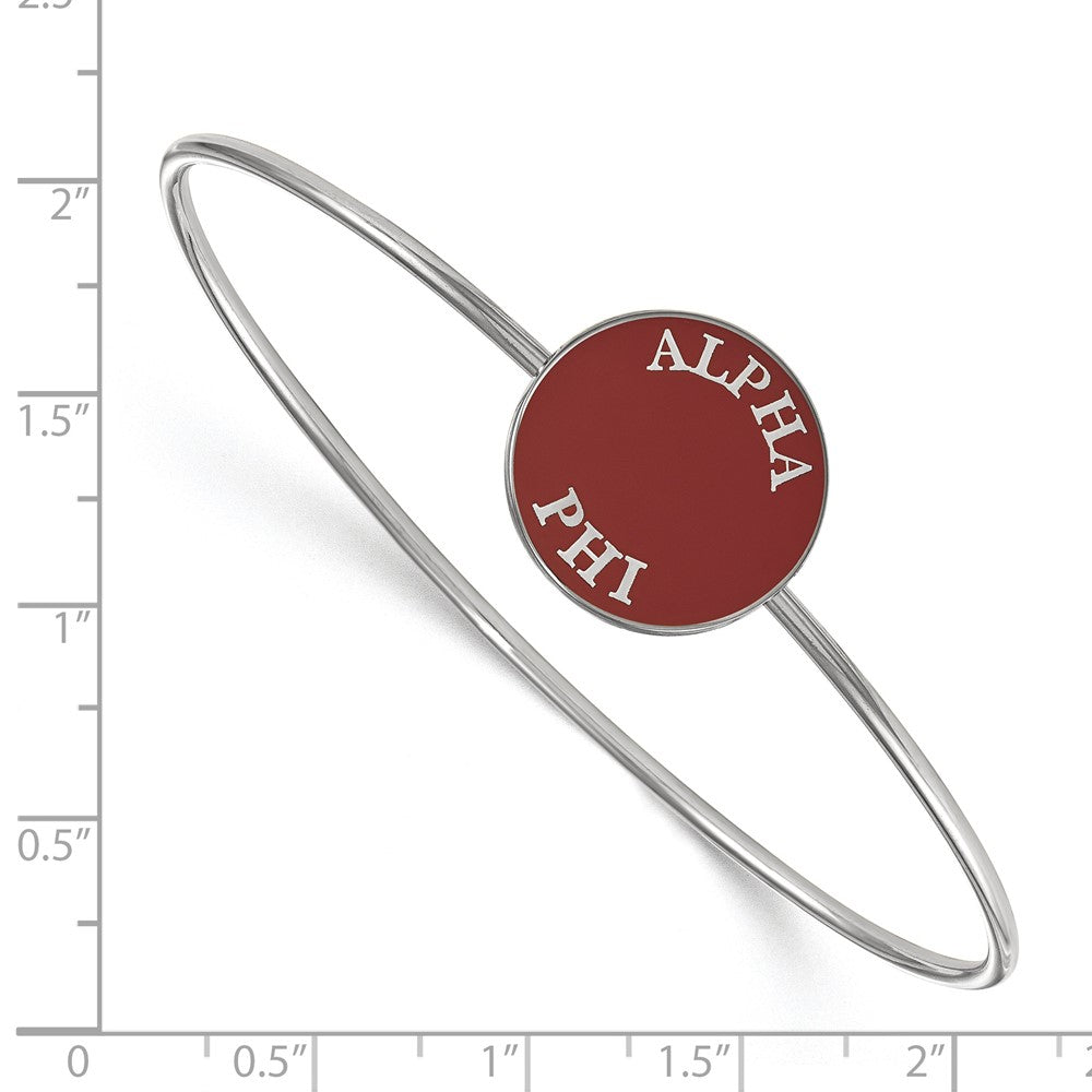 Sterling Silver Rh-plated LogoArt Alpha Phi Enameled Slip-on Bangle