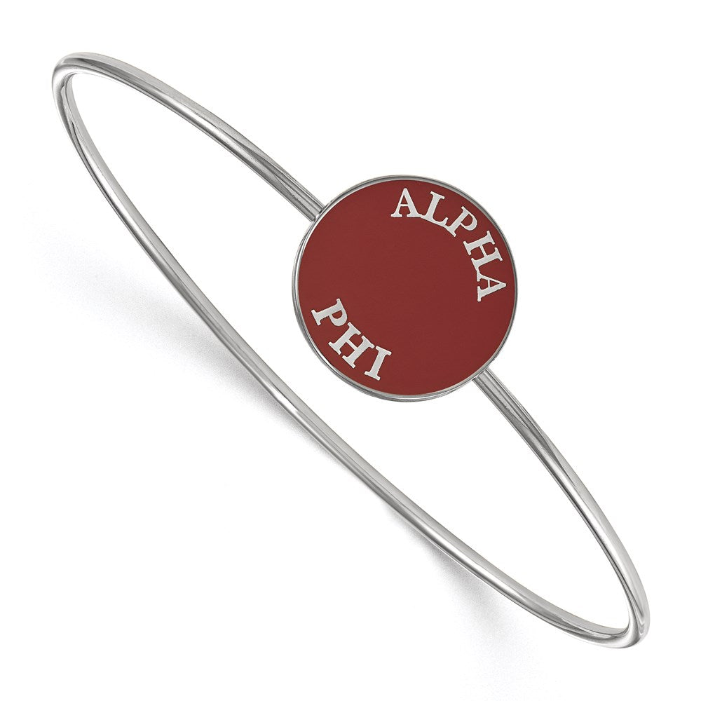 Sterling Silver Rh-plated LogoArt Alpha Phi Enameled Slip-on Bangle