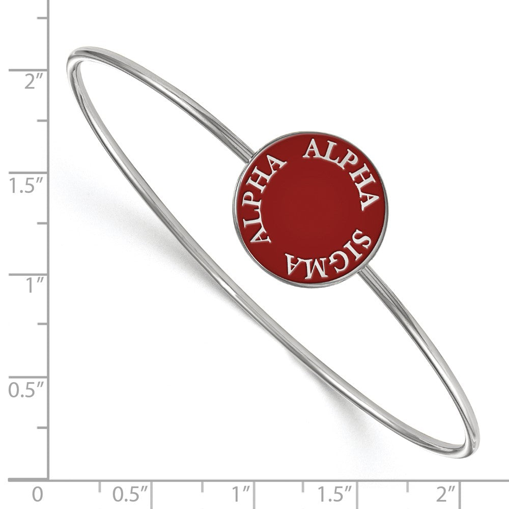 Sterling S. Rh-plated LogoArt Alpha Sigma Alpha Enameled Slip-on Bangle
