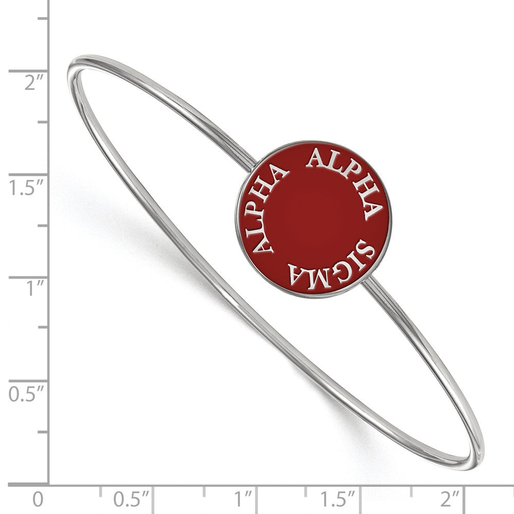 Sterling S. Rh-plated LogoArt Alpha Sigma Alpha Enameled Slip-on Bangle