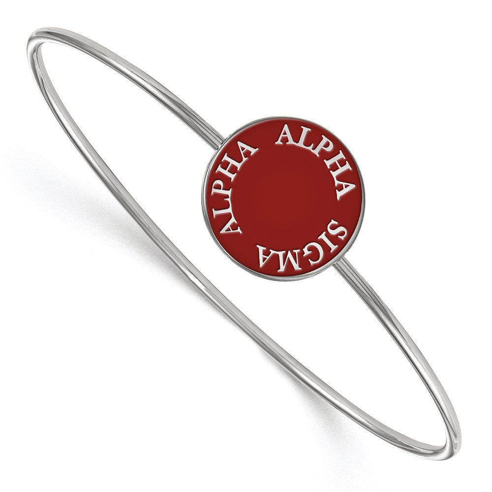 Sterling S. Rh-plated LogoArt Alpha Sigma Alpha Enameled Slip-on Bangle