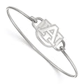 Sterling Silver Rhodium-plated LogoArt Auburn University A-U Medium Center 7 inch Wire Bangle
