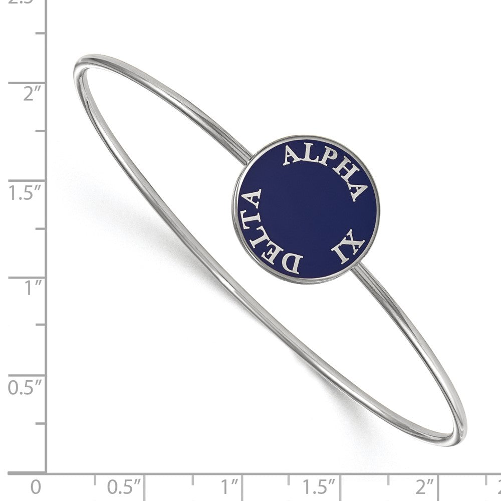 Sterling Silver Rh-plated LogoArt Alpha Xi Delta Enameled Slip-on Bangle