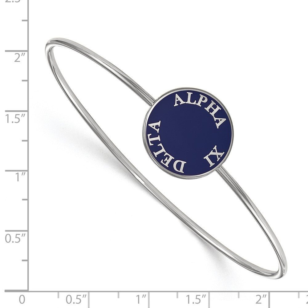 Sterling Silver Rh-plated LogoArt Alpha Xi Delta Enameled Slip-on Bangle