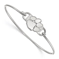 Sterling Silver Rhodium-plated LogoArt Clemson University Tiger Paw Small Center 7 inch Wire Bangle