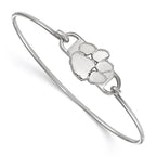 Sterling Silver Rhodium-plated LogoArt Clemson University Tiger Paw Small Center 7 inch Wire Bangle
