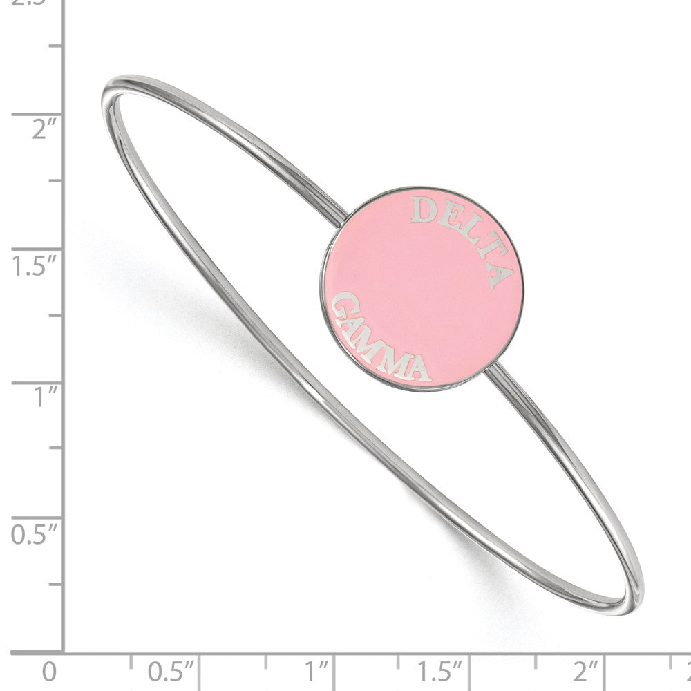 Sterling Silver Rh-plated LogoArt Delta Gamma Enameled Slip-on Bangle