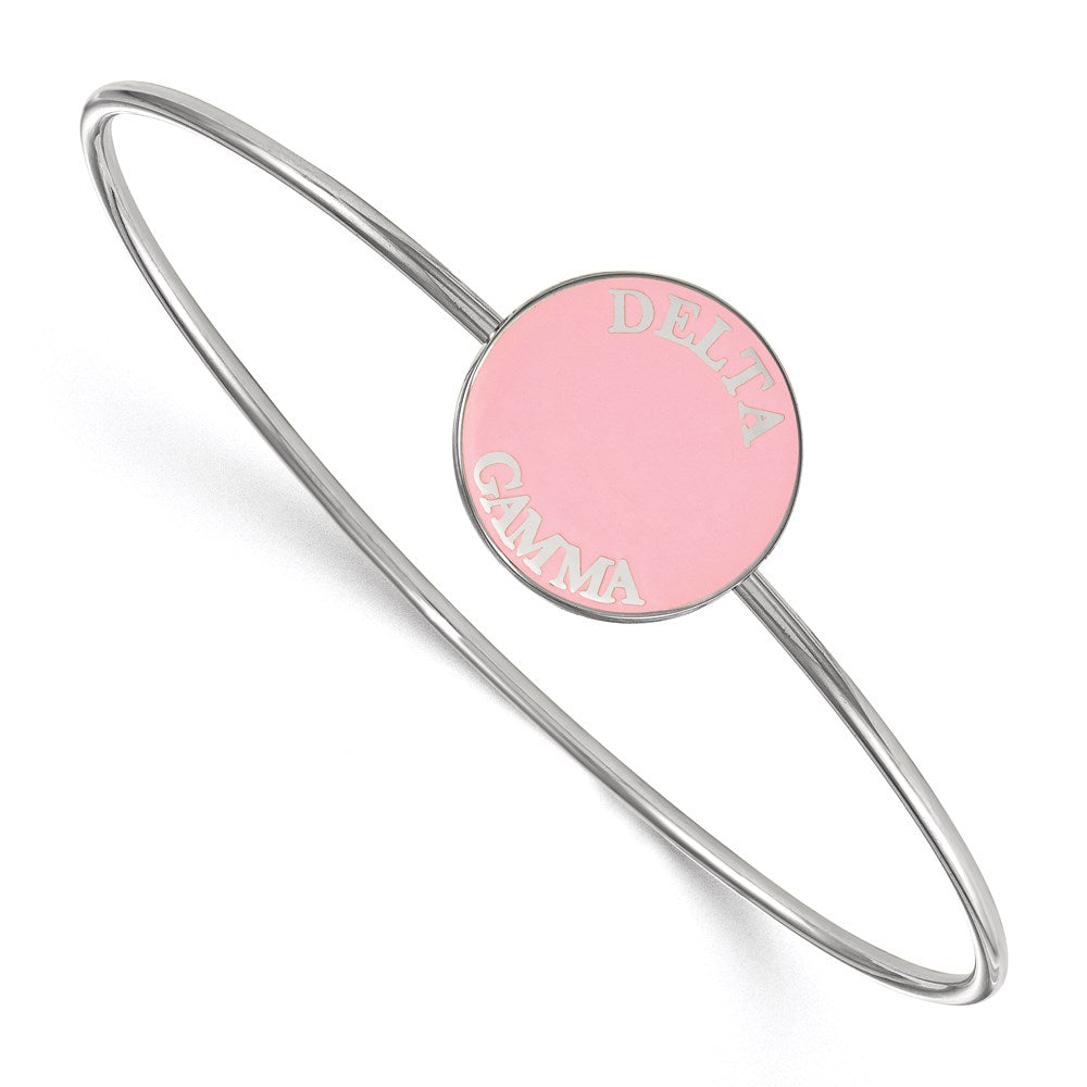 Sterling Silver Rh-plated LogoArt Delta Gamma Enameled Slip-on Bangle