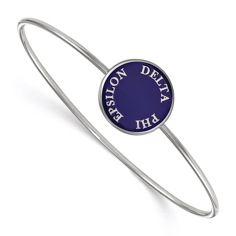 Sterling S. Rh-plated LogoArt Delta Phi Epsilon Enameled Slip-on Bangle