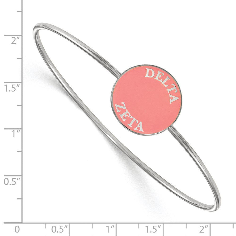 Sterling Silver Rh-plated LogoArt Delta Zeta Enameled Slip-on Bangle
