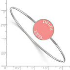 Sterling Silver Rh-plated LogoArt Delta Zeta Enameled Slip-on Bangle
