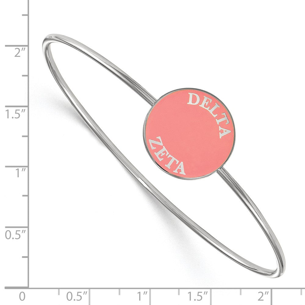 Sterling Silver Rh-plated LogoArt Delta Zeta Enameled Slip-on Bangle