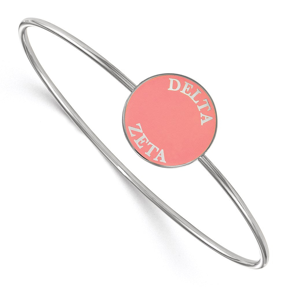Sterling Silver Rh-plated LogoArt Delta Zeta Enameled Slip-on Bangle