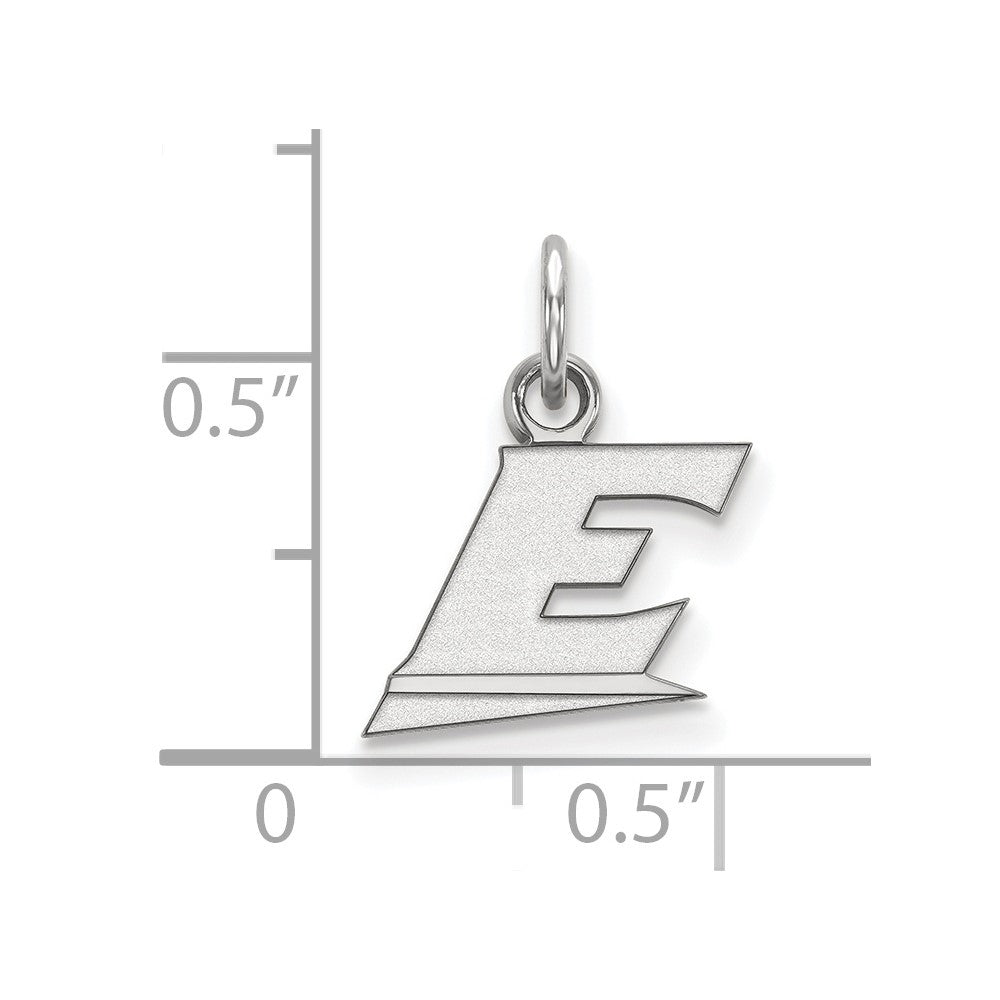 Sterling Silver Rhodium-plated LogoArt Eastern Kentucky University Letter E Extra Small Pendant