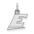 Sterling Silver Rhodium-plated LogoArt Eastern Kentucky University Letter E Extra Small Pendant