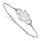 Sterling Silver Rhodium-plated LogoArt Florida State University F-S Small Center 7 inch Wire Bangle
