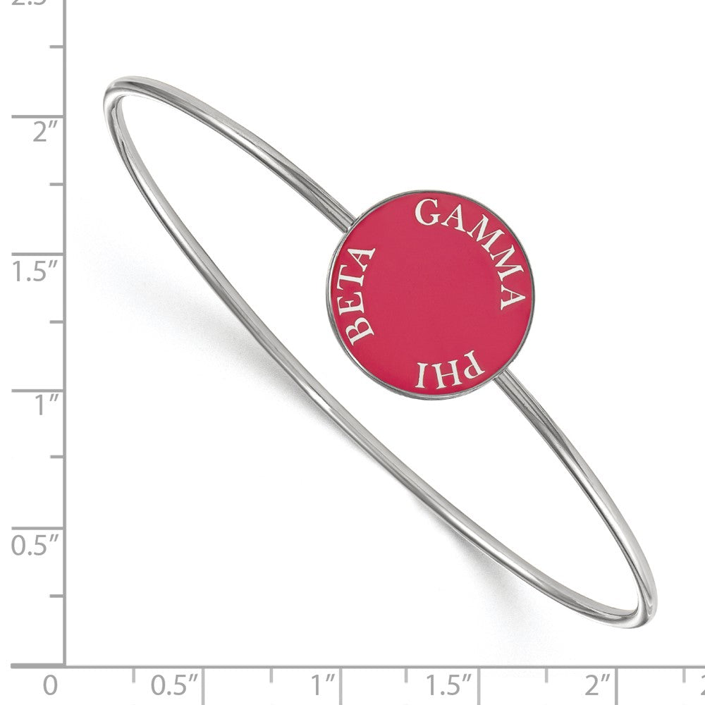 Sterling Silver Rh-plated LogoArt Gamma Phi Beta Enameled Slip-on Bangle