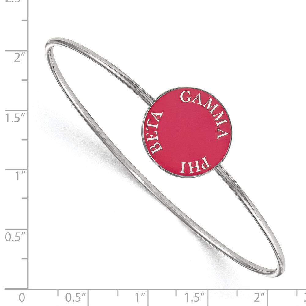 Sterling Silver Rh-plated LogoArt Gamma Phi Beta Enameled Slip-on Bangle