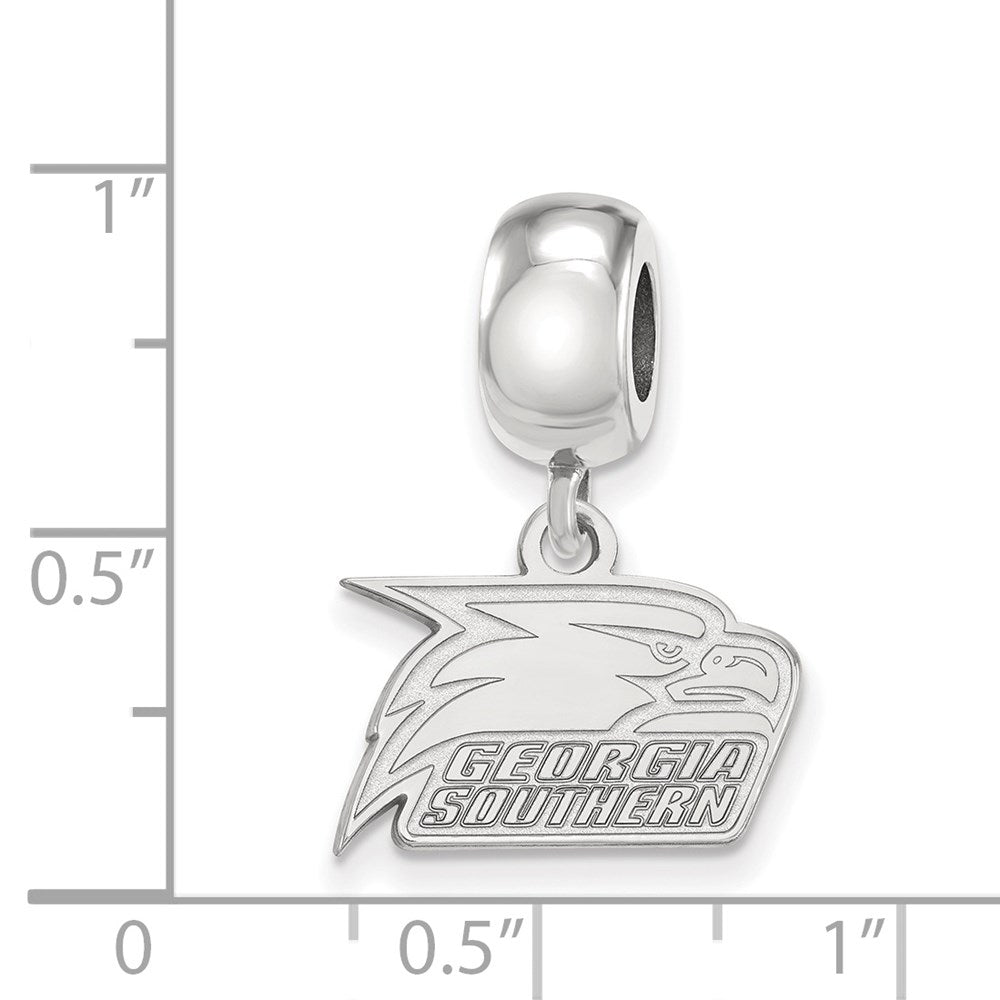 Sterling Silver Rhodium-plated LogoArt Georgia Southern University Eagle Extra Small Dangle Bead Charm
