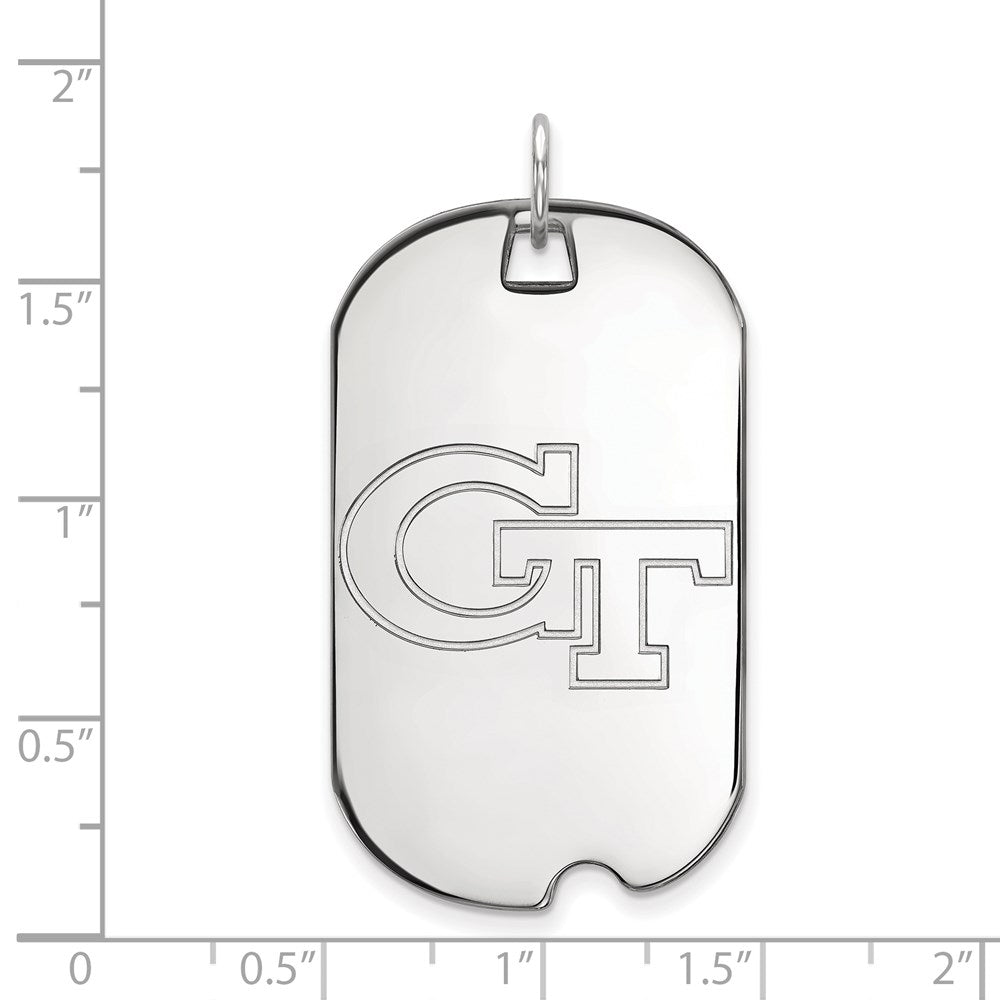 Sterling Silver Rhodium-plated LogoArt Georgia Institute of Technology G-T Large Dog Tag Pendant