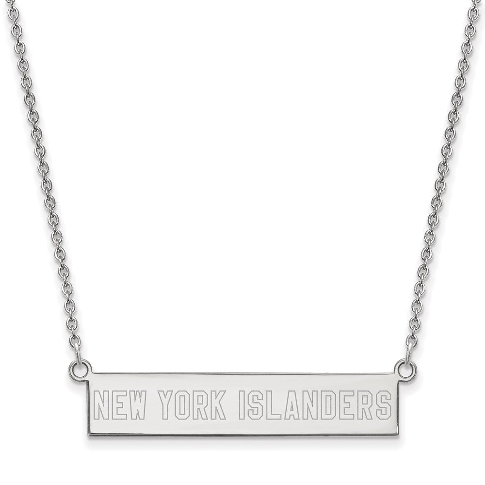 Sterling Silver Rhodium-plated NHL LogoArt New York Islanders Small Bar 18 inch Necklace