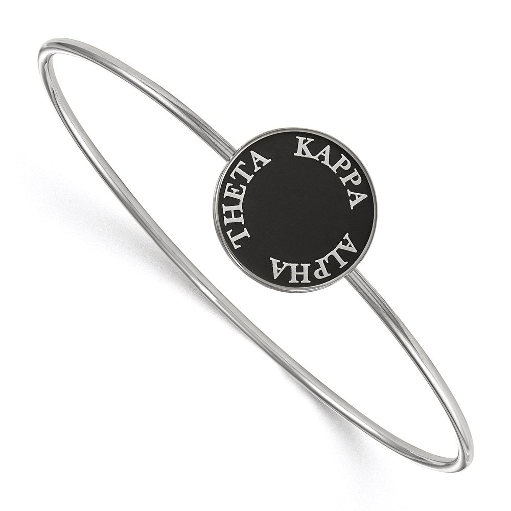 Sterling S. Rh-plated LogoArt Kappa Alpha Theta Enameled Slip-on Bangle