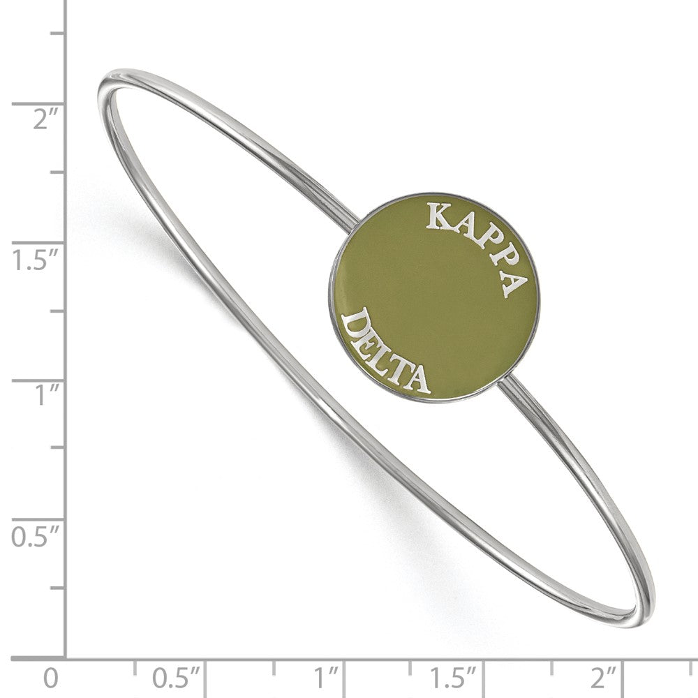 Sterling Silver Rh-plated LogoArt Kappa Delta Enameled Slip-on Bangle
