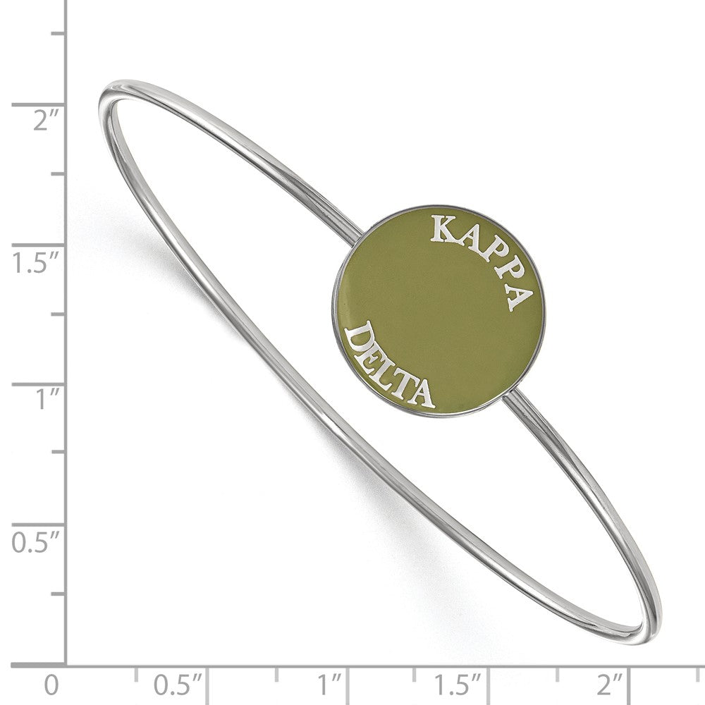 Sterling Silver Rh-plated LogoArt Kappa Delta Enameled Slip-on Bangle