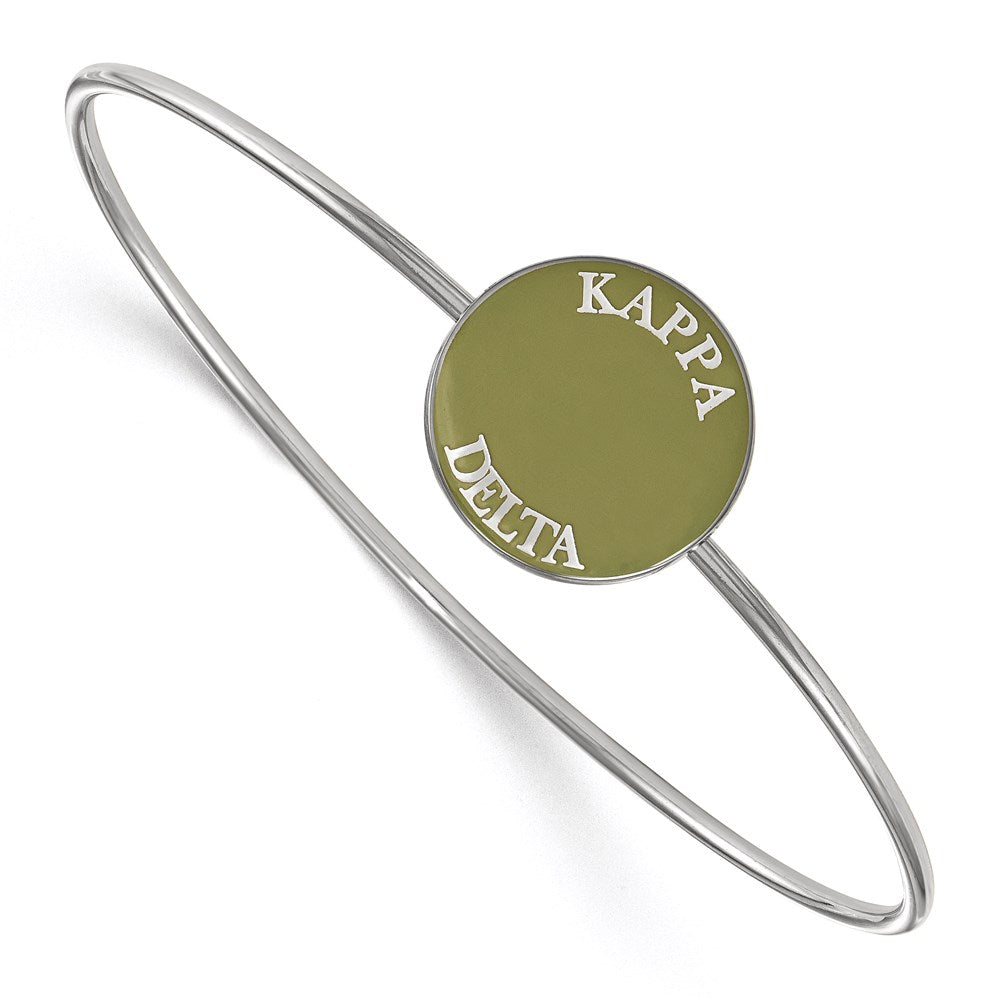 Sterling Silver Rh-plated LogoArt Kappa Delta Enameled Slip-on Bangle