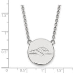Sterling Silver Rhodium-plated LogoArt Longwood University Horse Large Disc Pendant 18 inch Necklace