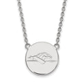 Sterling Silver Rhodium-plated LogoArt Longwood University Horse Large Disc Pendant 18 inch Necklace