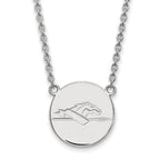 Sterling Silver Rhodium-plated LogoArt Longwood University Horse Large Disc Pendant 18 inch Necklace