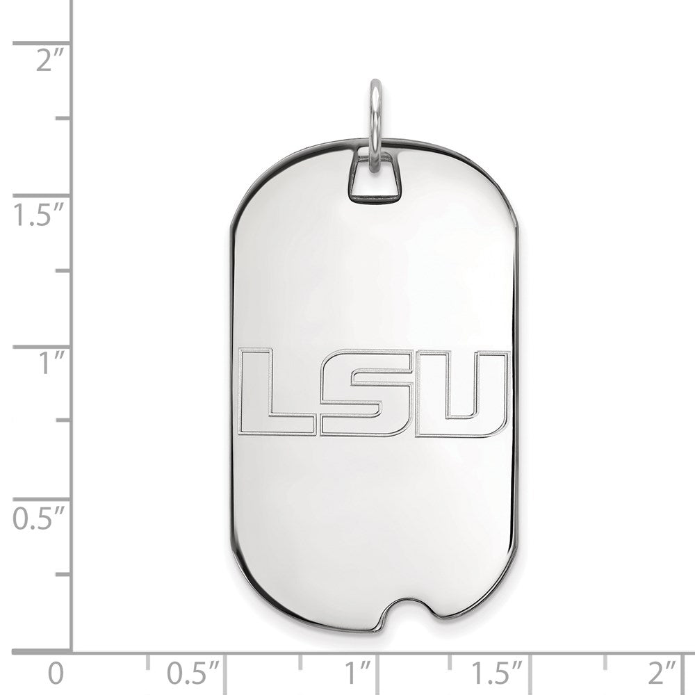 Sterling Silver Rhodium-plated LogoArt Louisiana State University L-S-U Large Dog Tag Pendant