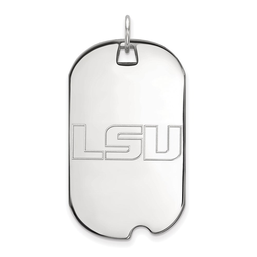 10k White Gold LogoArt Louisiana State University L-S-U Large Dog Tag Pendant