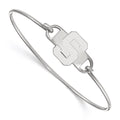 Sterling Silver Rhodium-plated LogoArt Michigan State University Letter S Small Center 7 inch Wire Bangle